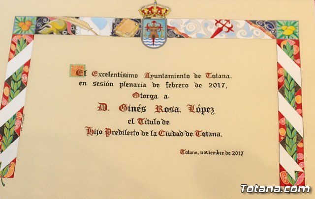 El historiador y escritor Gins Rosa recibe el Ttulo de Hijo Predilecto de la Ciudad de Totana - 13